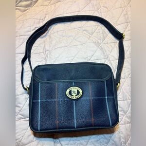 Burberrys Vintage blue plaid crossbody or shoulder bag In Suede & Leather